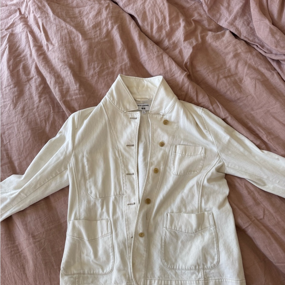 Ines de la fressange X UNQLO COLLAB Women's Cream Jacket Japan model